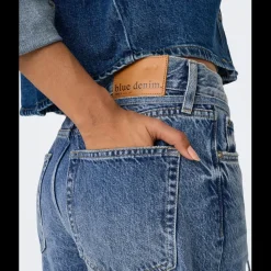 Jean Taille moyenne balloon bleu denim en coton Yas