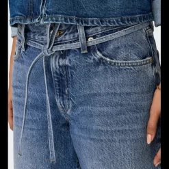 Jean Taille moyenne balloon bleu denim en coton Yas