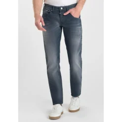 Jeans ajusté stretch 700/11, longueur 34 bleu en coton Finn