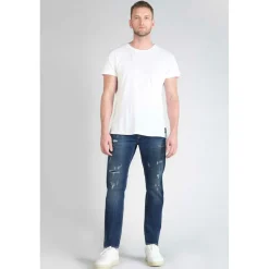 Jeans ajusté stretch 700/11, longueur 34 bleu en coton Troy