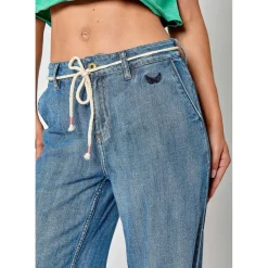 Jeans ample BRINA bleu en coton