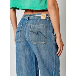Jeans ample BRINA bleu en coton