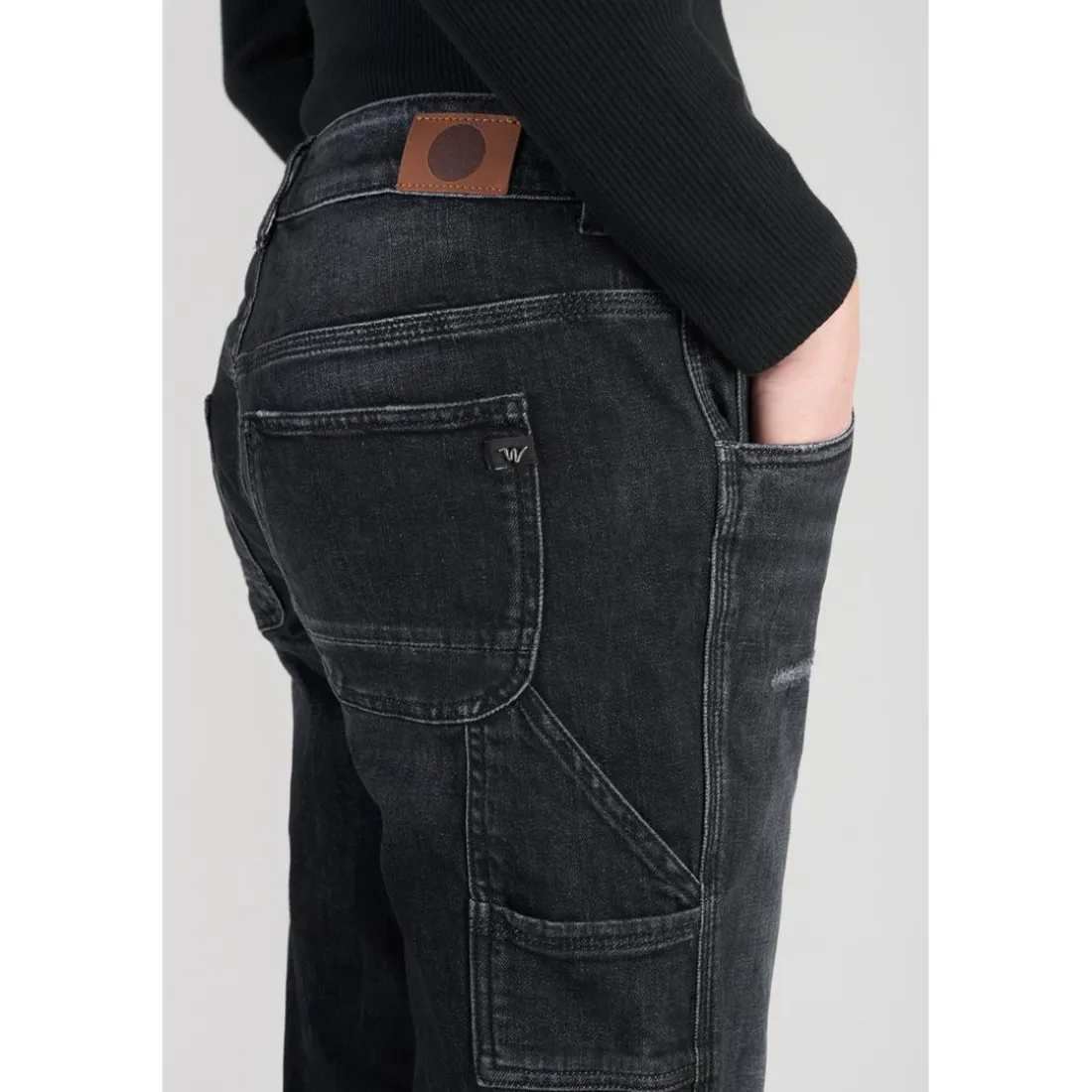 Jeans boyfit 200/43, longueur 34 noir en coton