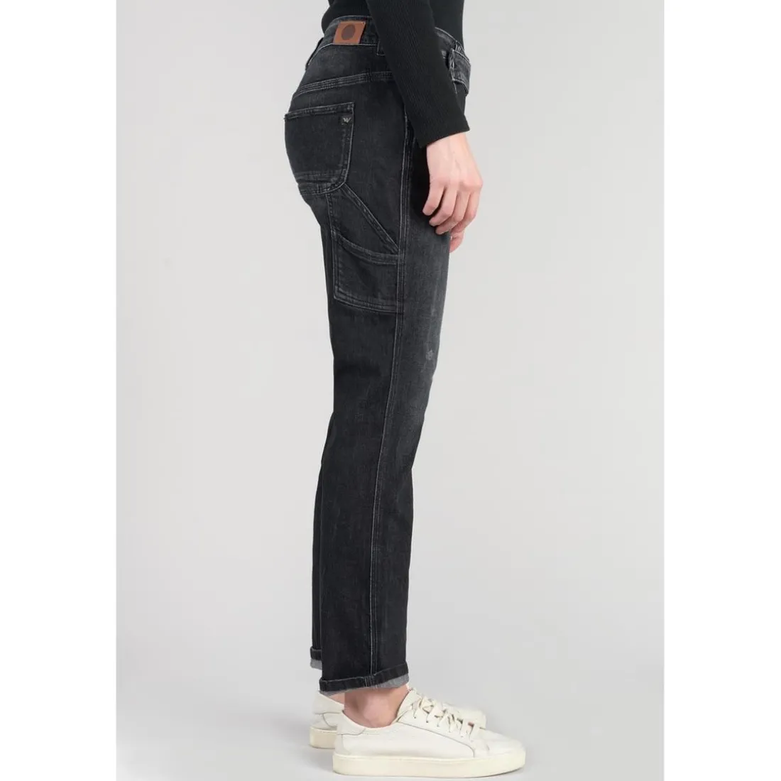 Jeans boyfit 200/43, longueur 34 noir en coton