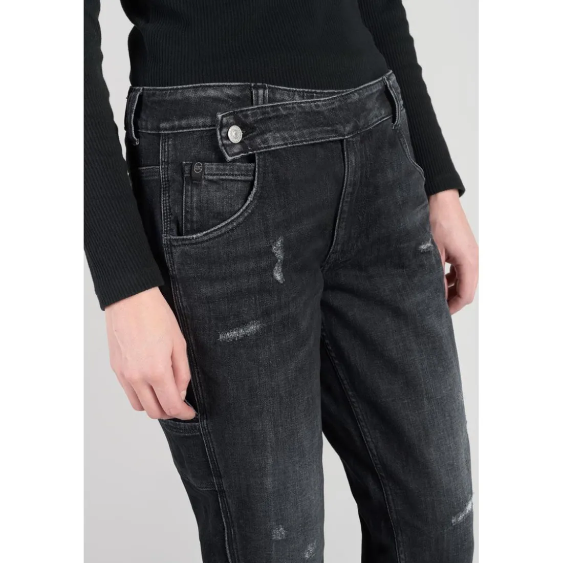 Jeans boyfit 200/43, longueur 34 noir en coton