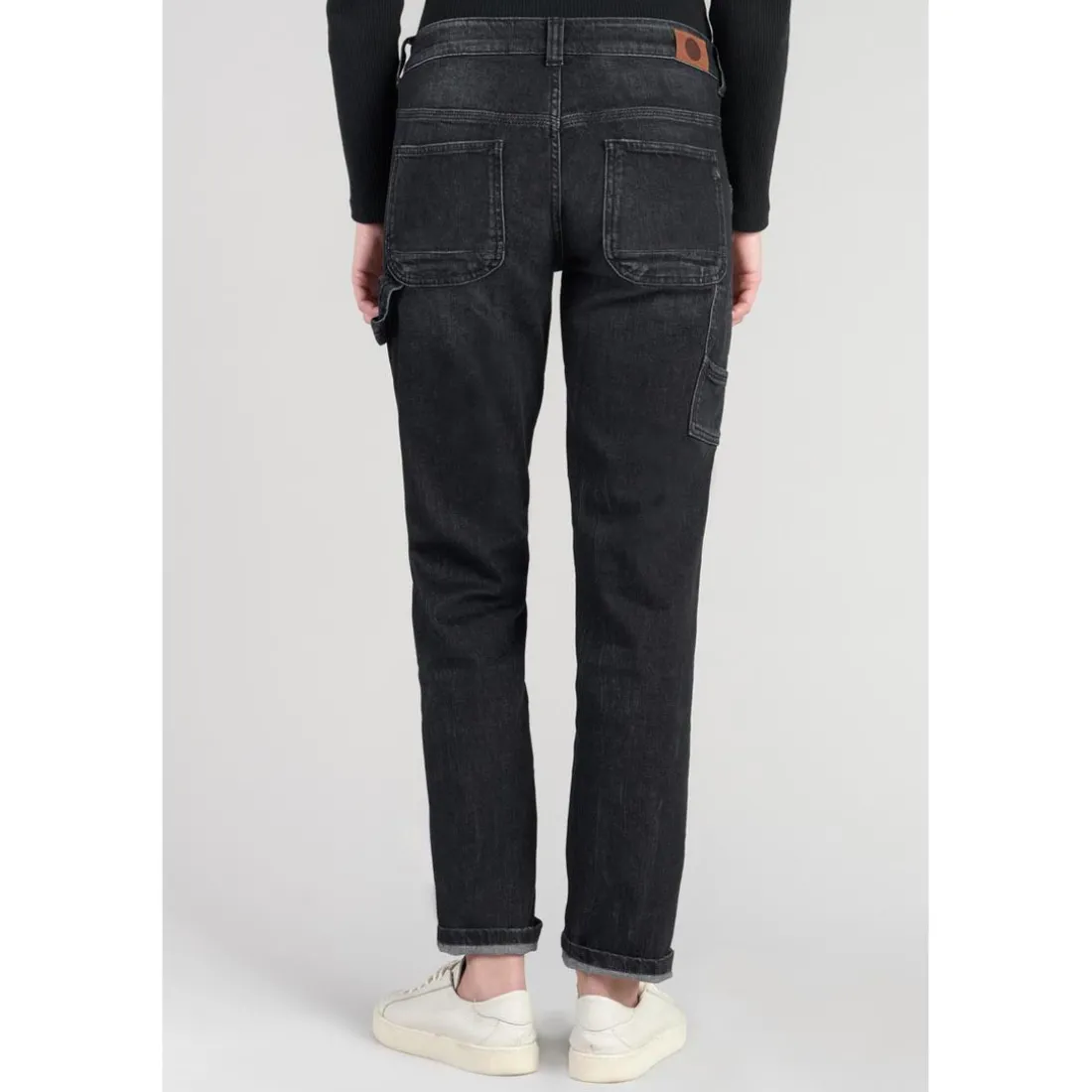 Jeans boyfit 200/43, longueur 34 noir en coton