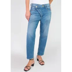 Jeans boyfit cosy, 7/8ème bleu Eva