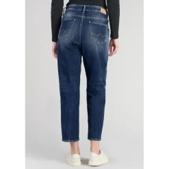 Jeans boyfit cosy, 7/8ème bleu en coton June