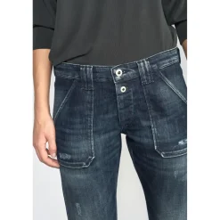 Jeans Cara 200/43 boyfit destroy bleu-noir N°2 en coton