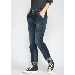 Jeans Cara 200/43 boyfit destroy bleu-noir N°2 en coton