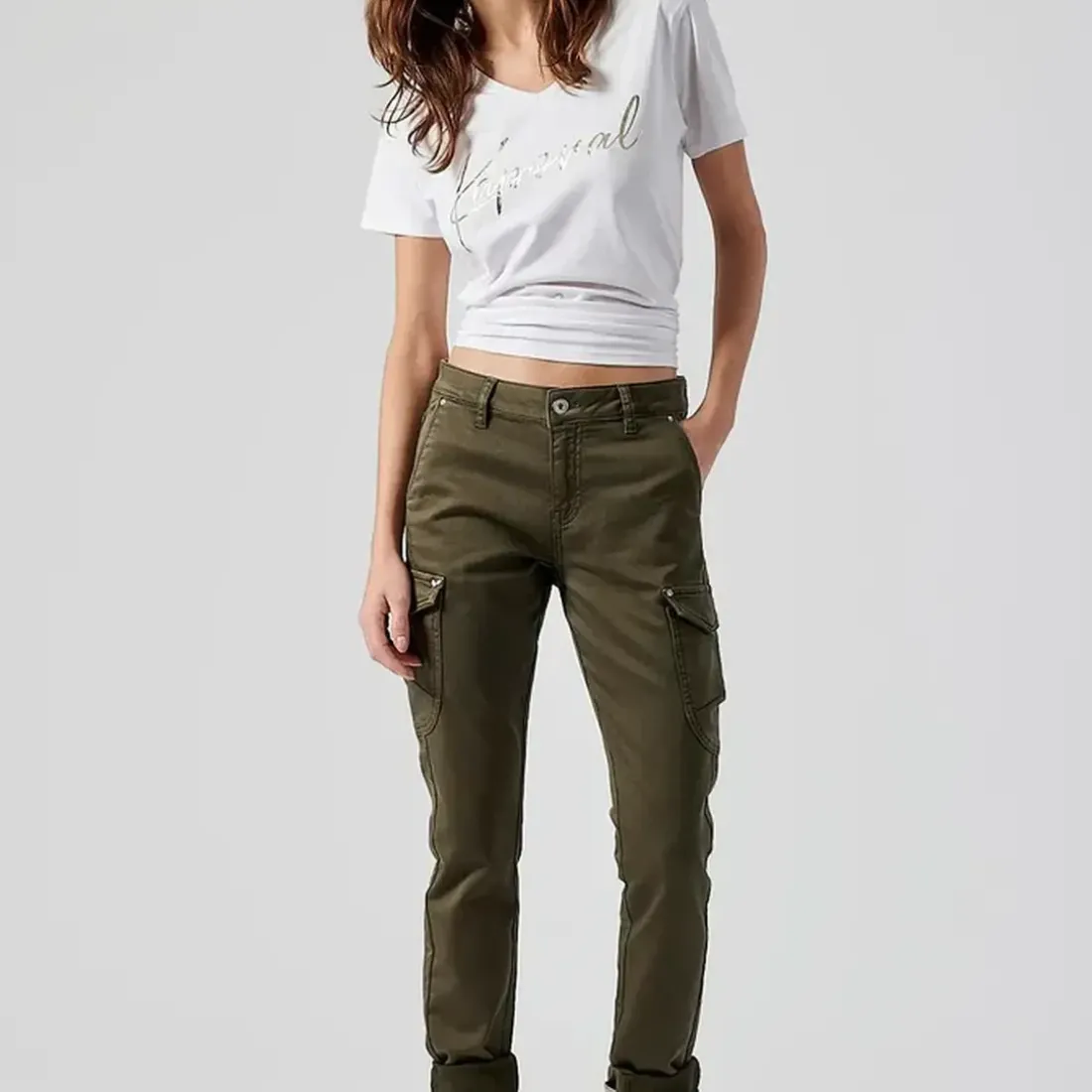 Jeans DERA kaki en coton