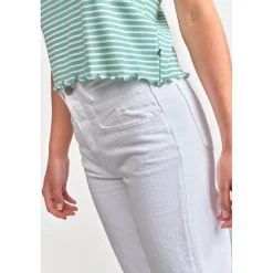 Jeans fille, boyfit LOU THIL, 7/8ème blanc Quin en coton