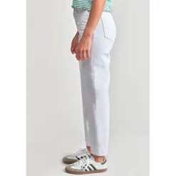 Jeans fille, boyfit LOU THIL, 7/8ème blanc Quin en coton