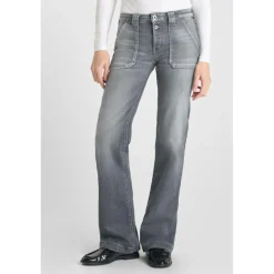 Jeans flare gris N°2 en coton Fleur