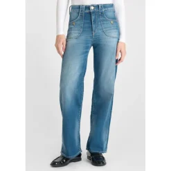 Jeans flare, très évasé pulp wide leg taille haute 7/8ème, longueur 34 bleu Nell