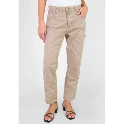 Jeans loose, large 400/60 girlfriend taille haute, 7/8ème beige Tia