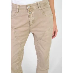 Jeans loose, large 400/60 girlfriend taille haute, 7/8ème beige Tia