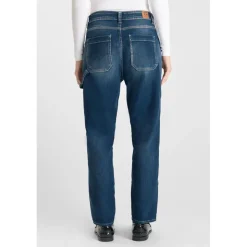 Jeans loose, large 400/60 girlfriend taille haute, longueur 34 bleu Mila