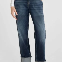 Jeans loose, large 400/60 girlfriend taille haute, longueur 34 bleu Lina
