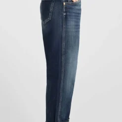 Jeans loose, large 400/60 girlfriend taille haute, longueur 34 bleu Lina