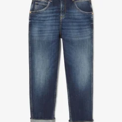Jeans loose, large 400/60 girlfriend taille haute, longueur 34 bleu Lina