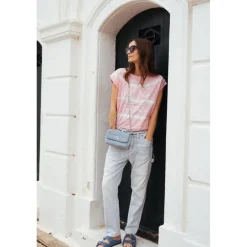 Jeans loose, large 400/60 girlfriend taille haute, 7/8ème bleu Ida