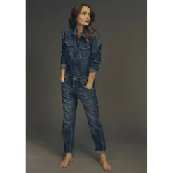 Jeans loose, large 400/60 girlfriend, longueur 34 bleu en coton Ruth