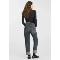 Jeans loose, large 400/60 girlfriend taille haute, longueur 34 gris Eva en coton