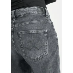 Jeans loose, large 400/60 girlfriend taille haute, longueur 34 gris Eva en coton