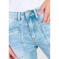 Jeans loose, large 400/60 girlfriend taille haute, 7/8ème UNION bleu en coton Jade