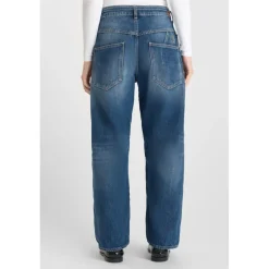 Jeans loose, large balloon taille haute, longueur 34 bleu Gwen