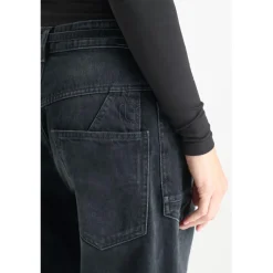 Jeans loose, large balloon taille haute, longueur 34 bleu en coton Alia