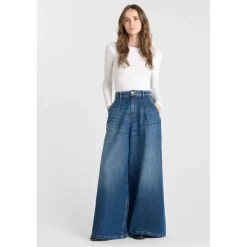 Jeans loose, large LOUVY, longueur 34 bleu Lola en coton
