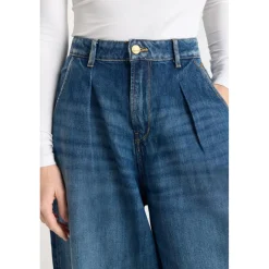 Jeans loose, large LOUVY, longueur 34 bleu Lola en coton