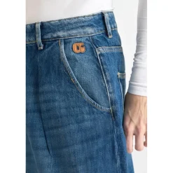 Jeans loose, large LOUVY, longueur 34 bleu Lola en coton