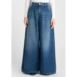 Jeans loose, large LOUVY, longueur 34 bleu Lola en coton