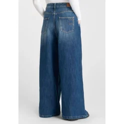 Jeans loose, large LOUVY, longueur 34 bleu Lola en coton
