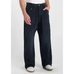 Jeans loose, large LUDOLF, longueur 34 bleu Karl en coton
