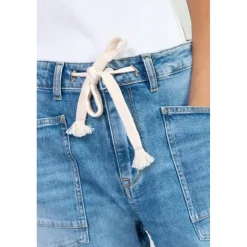 Jeans loose, large MADIE, longueur 34 bleu en cuir Willa