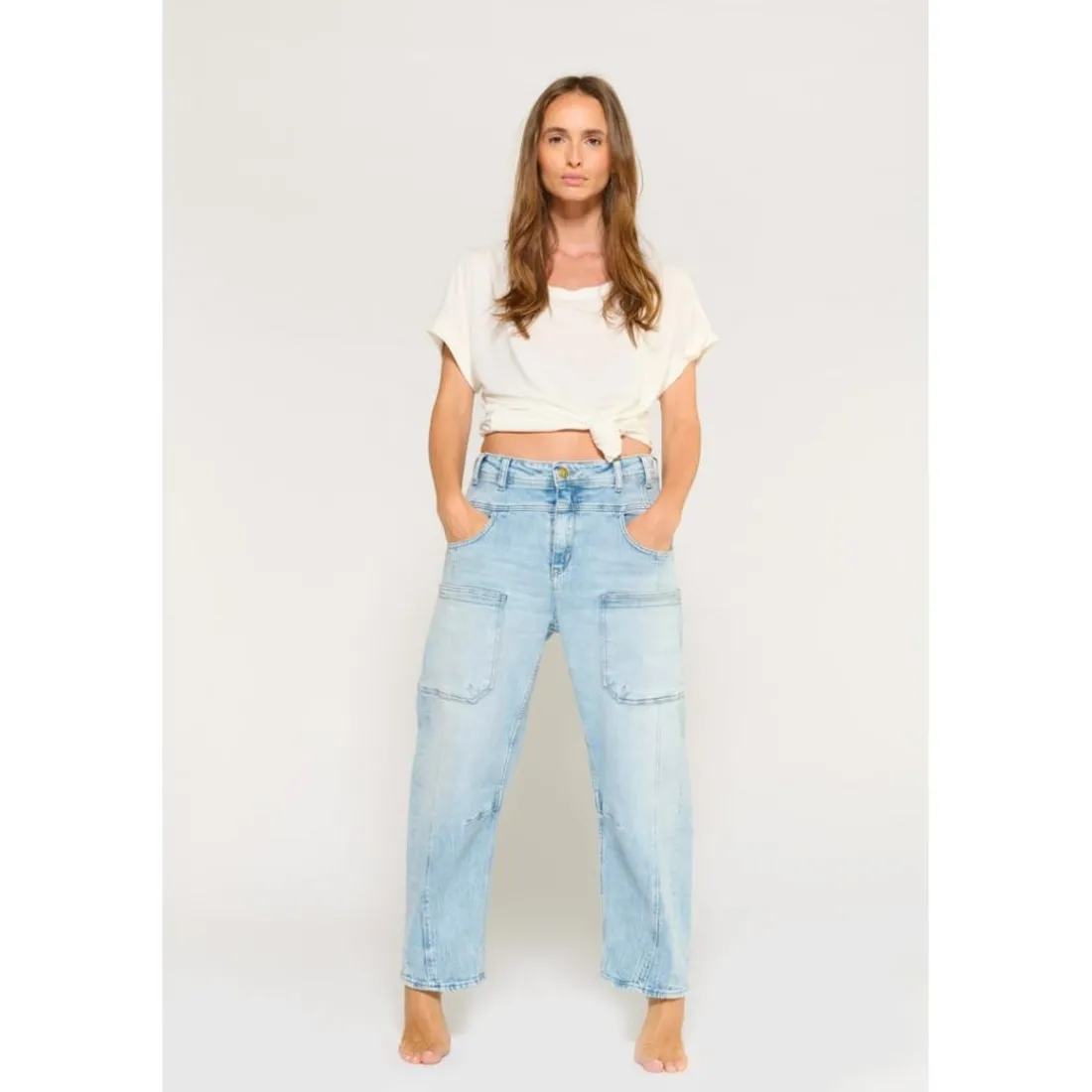 Jeans loose, large MADIENEO, longueur 34 bleu Lise