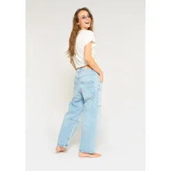 Jeans loose, large MADIENEO, longueur 34 bleu Lise