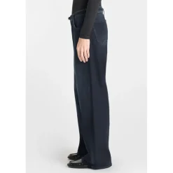 Jeans loose, large wide leg , longueur 34 bleu en coton Liz