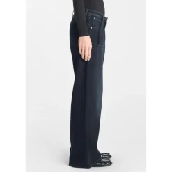 Jeans loose, large wide leg , longueur 34 bleu en coton Liz