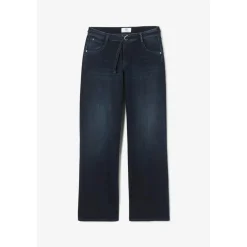 Jeans loose, large wide leg , longueur 34 bleu en coton Liz
