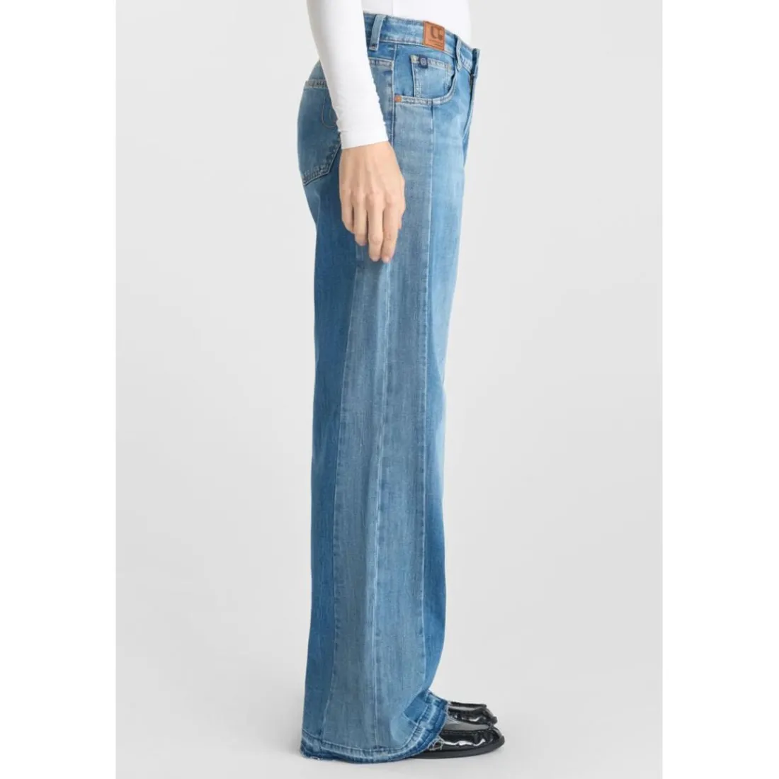 Jeans loose, large wide leg , longueur 34 bleu Gwen