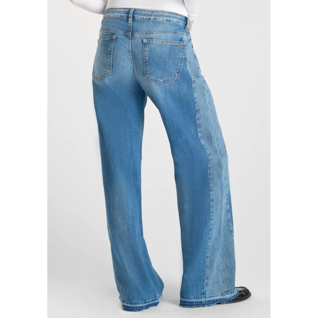 Jeans loose, large wide leg , longueur 34 bleu Gwen