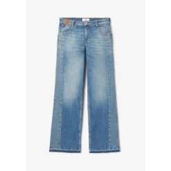 Jeans loose, large wide leg , longueur 34 bleu Gwen