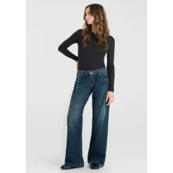 Jeans loose, large wide leg , longueur 34 bleu Maya