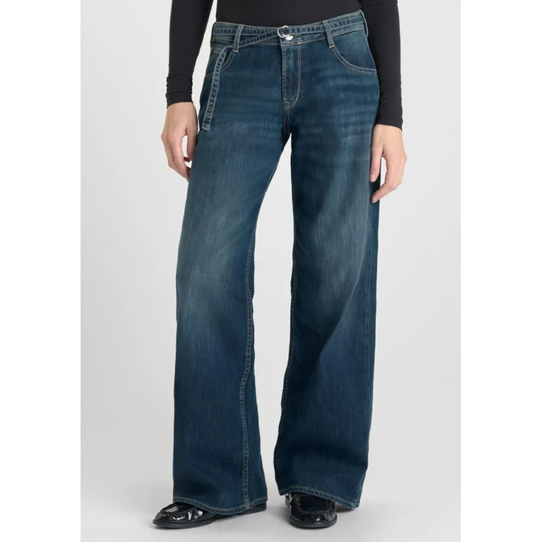 Jeans loose, large wide leg , longueur 34 bleu Maya