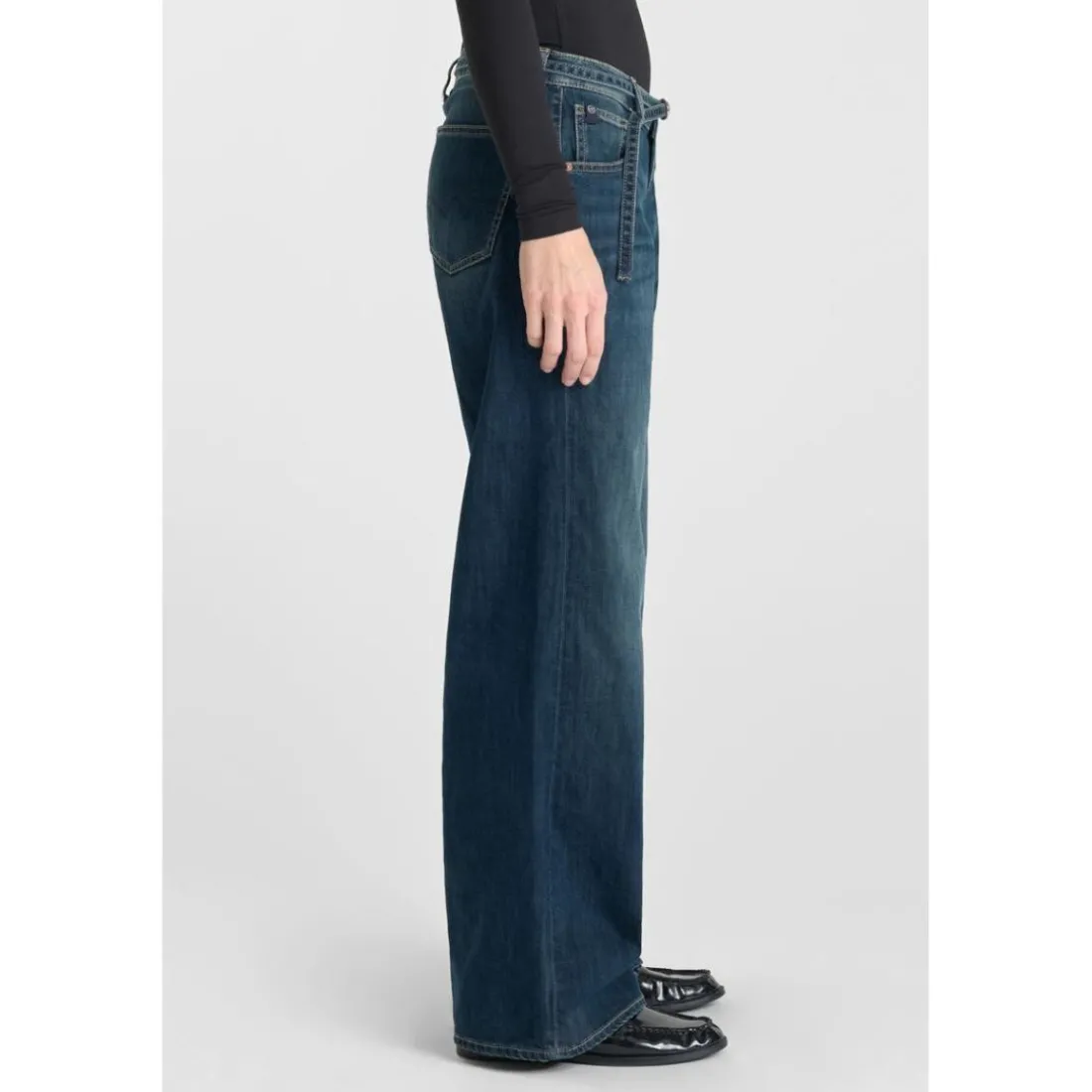 Jeans loose, large wide leg , longueur 34 bleu Maya